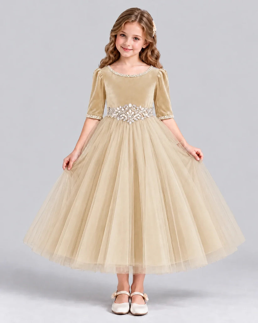 Champagne Ball Gown Girls Formal Dress Front
