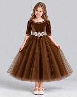 Chocolate Ball Gown Girls Formal Dress Front