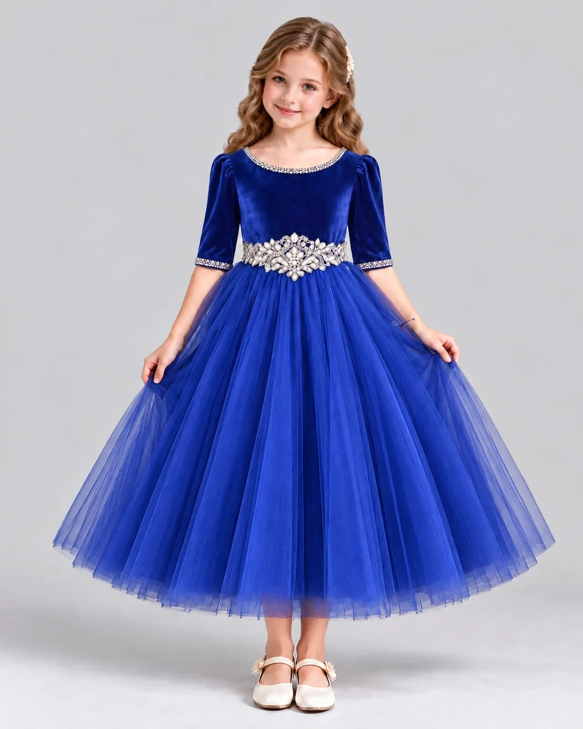 Royal Blue Ball Gown Girls Formal Dress Front