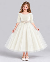 Ivory Ball Gown Girls Formal Dress Front