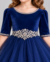 Navy Blue Ball Gown Girls Formal Dress Detail [Shared]