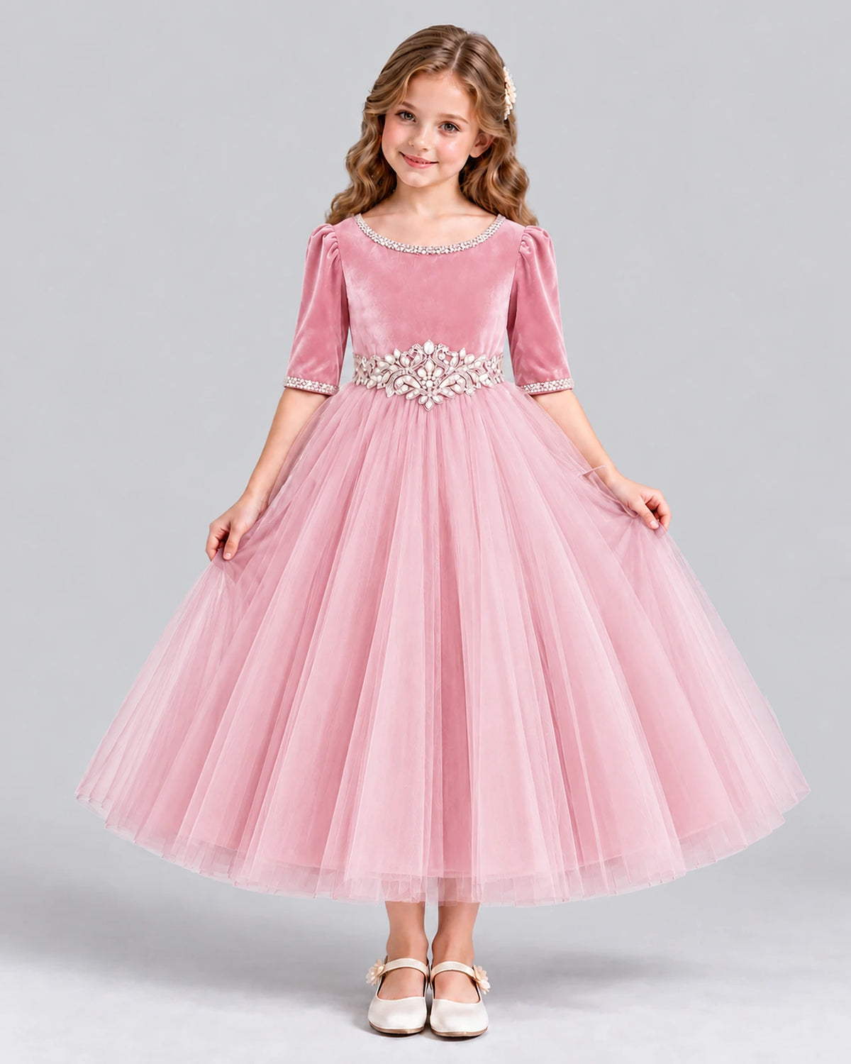 Pink Ball Gown Girls Formal Dress Front