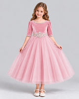 Pink Ball Gown Girls Formal Dress Front