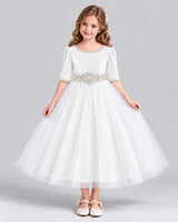 White Ball Gown Girls Formal Dress Front