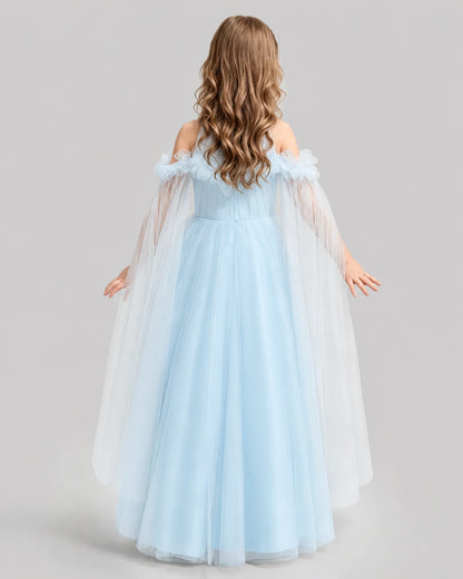 Baby Blue A-line Girls Formal Dresses Back