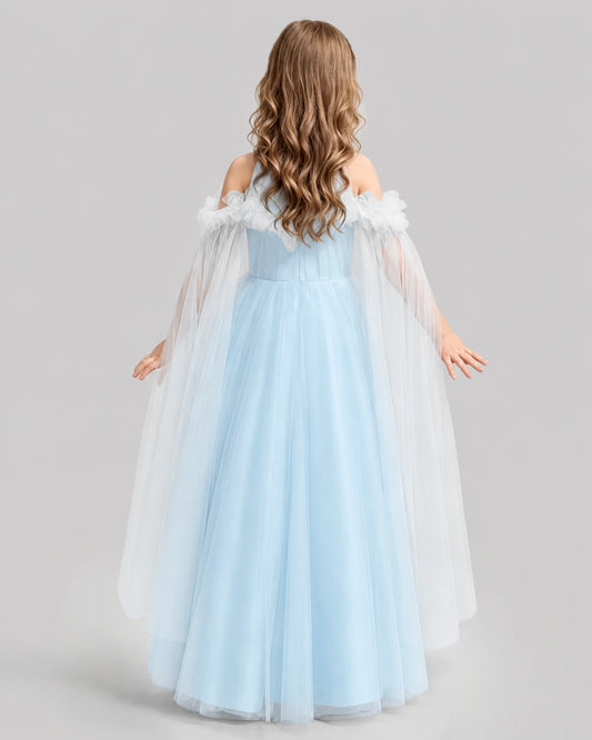 Baby Blue A-line Girls Formal Dresses Back