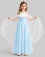 Baby Blue A-line Girls Formal Dresses Front