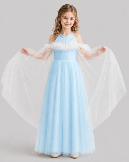 Baby Blue A-line Girls Formal Dresses Front