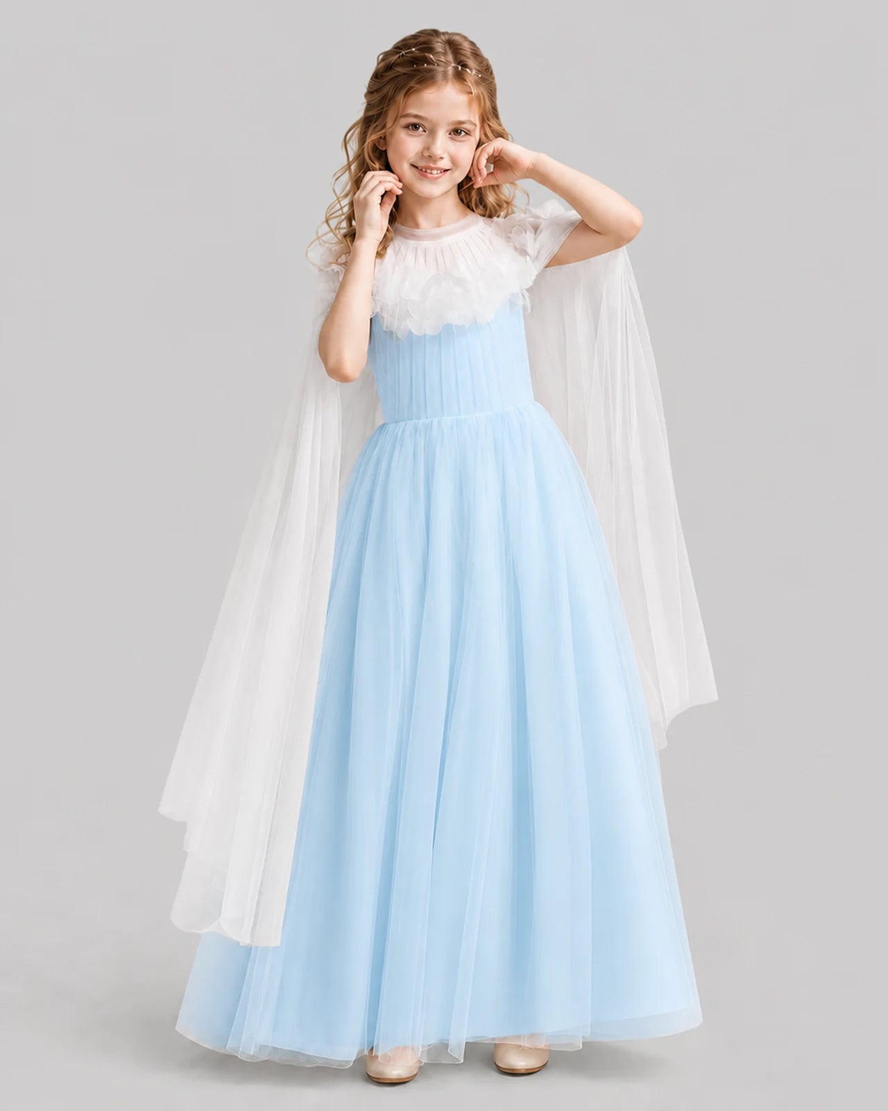 Baby Blue A-line Girls Formal Dresses Pose