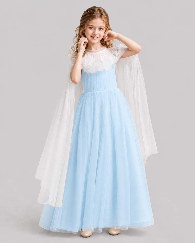 Baby Blue A-line Girls Formal Dresses Pose