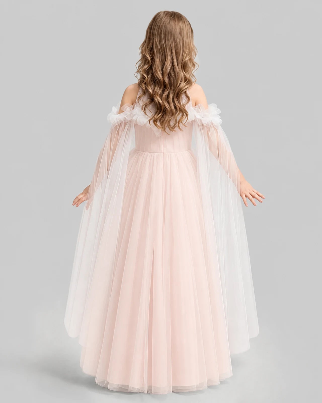 Blush Pink A-line Girls Formal Dresses Back