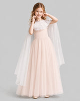 Blush Pink A-line Girls Formal Dresses Pose