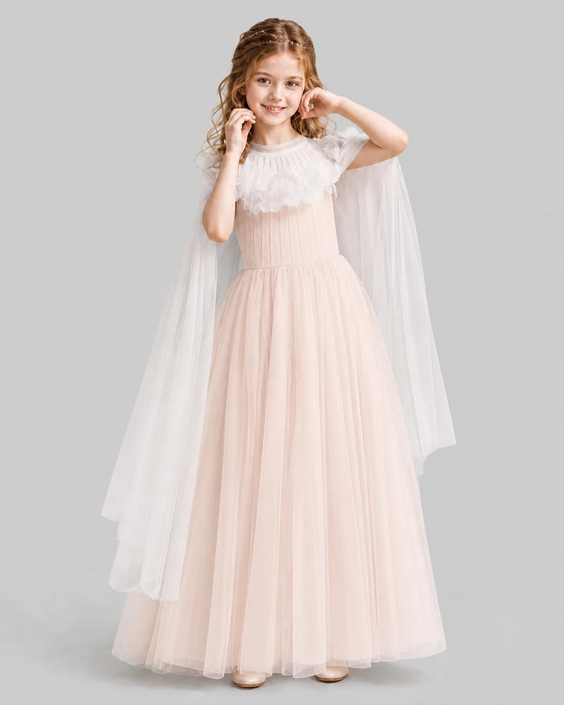 Blush Pink A-line Girls Formal Dresses Pose