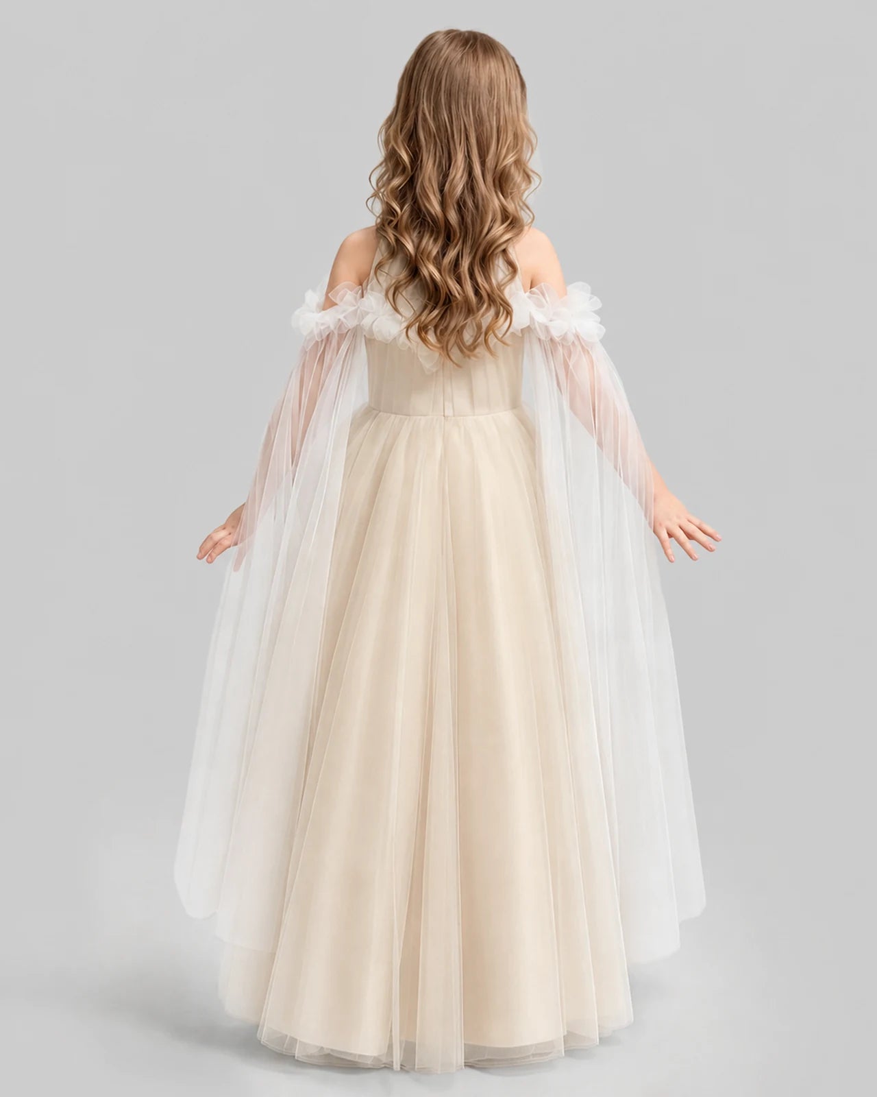 Champagne A-line Girls Formal Dresses Back