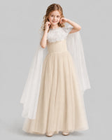 Champagne A-line Girls Formal Dresses Pose