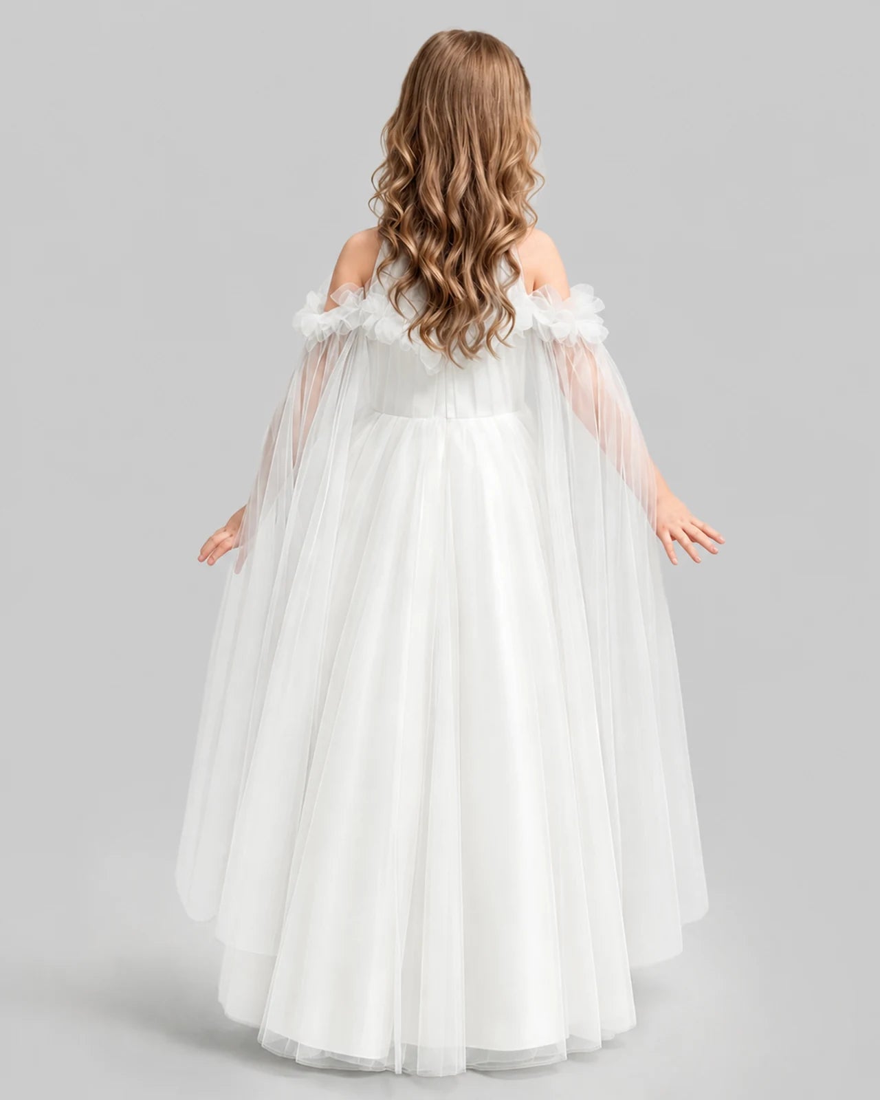 Ivory A-line Girls Formal Dresses Back
