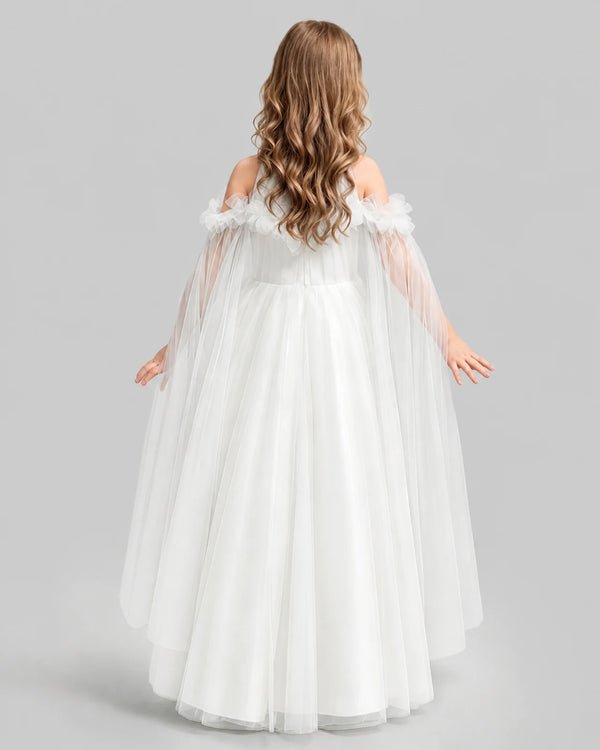 Ivory A-line Girls Formal Dresses Back