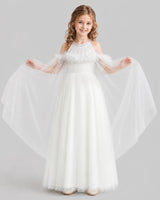 Ivory A-line Girls Formal Dresses Front