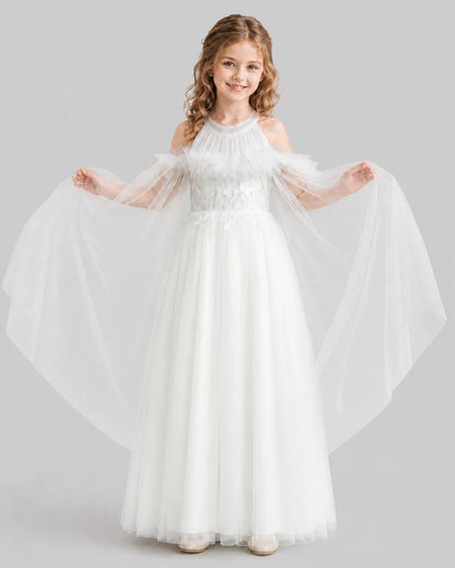 Ivory A-line Girls Formal Dresses Front