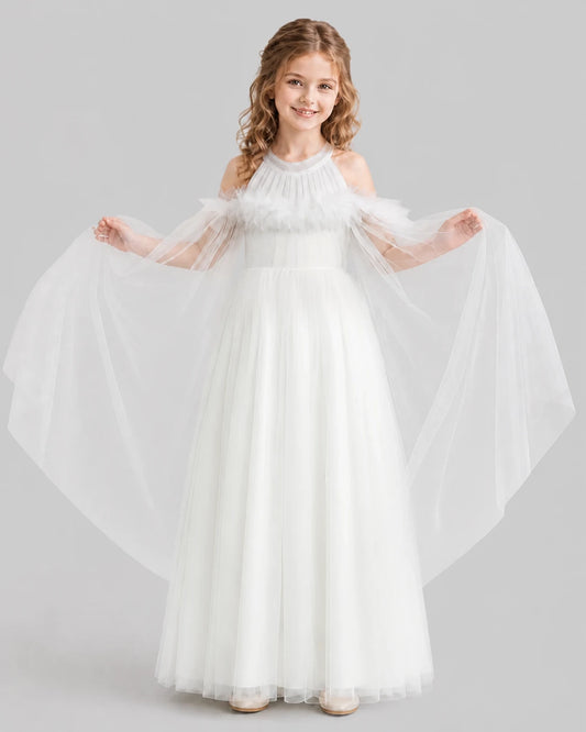Ivory A-line Girls Formal Dresses Front