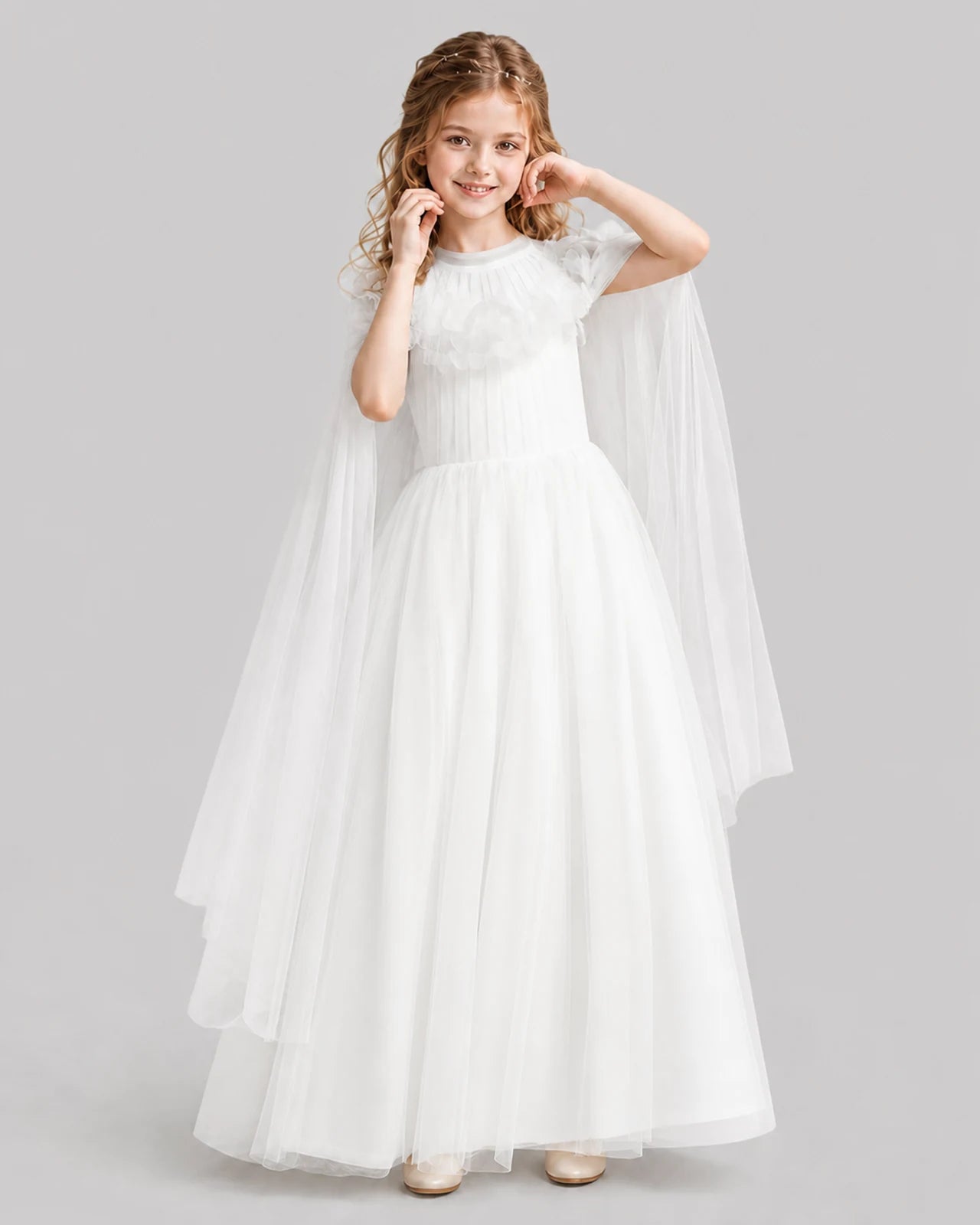 Ivory A-line Girls Formal Dresses Pose