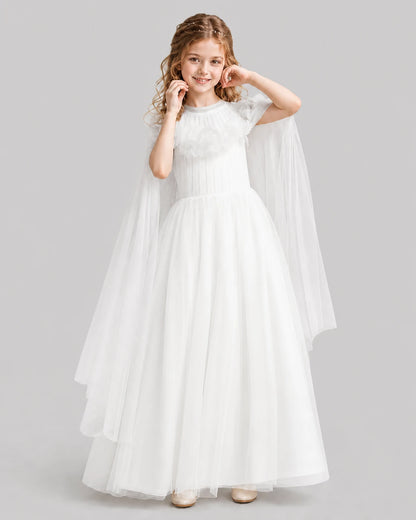 Ivory A-line Girls Formal Dresses Pose