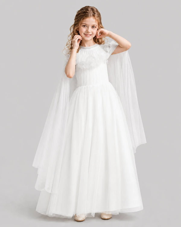 Ivory A-line Girls Formal Dresses Pose