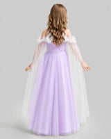 Lilac A-line Girls Formal Dresses Back
