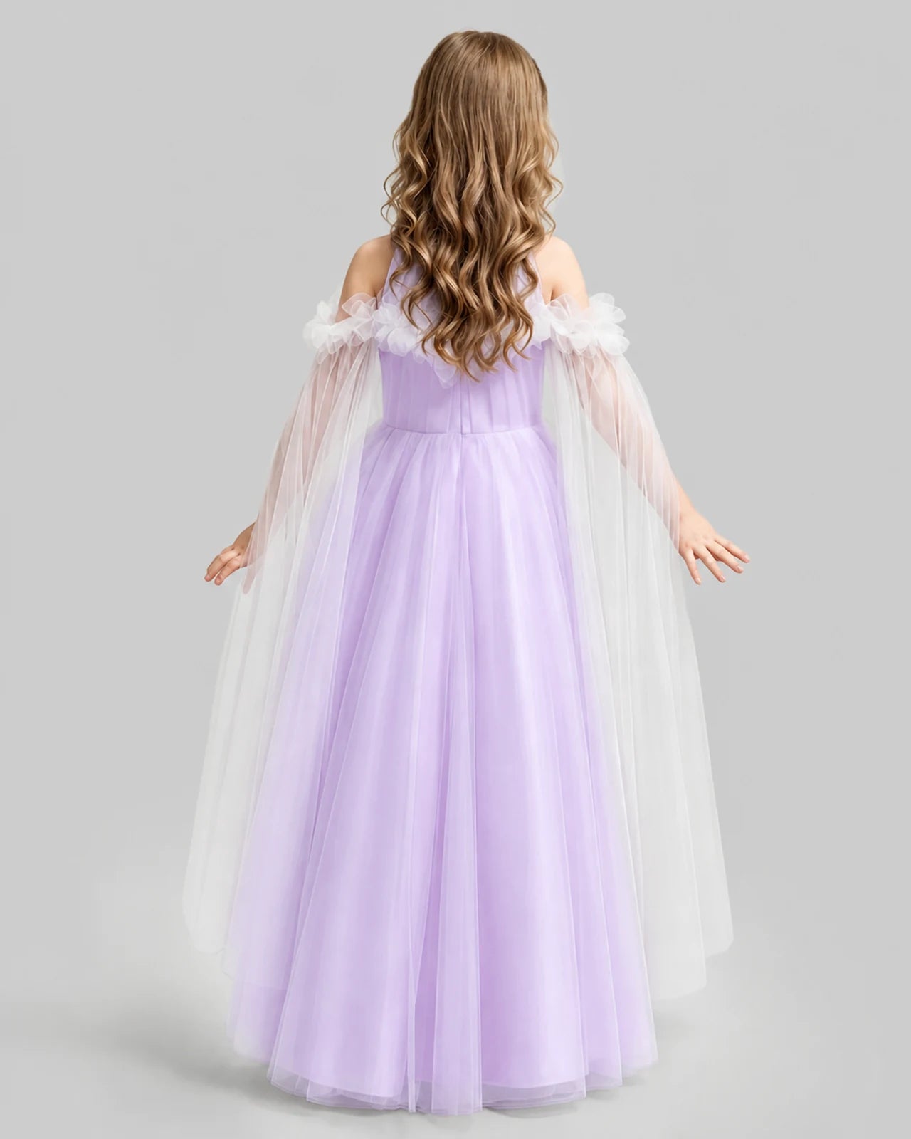 Lilac A-line Girls Formal Dresses Back