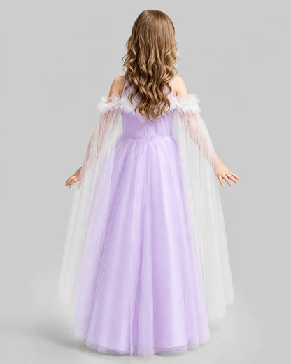 Lilac A-line Girls Formal Dresses Back