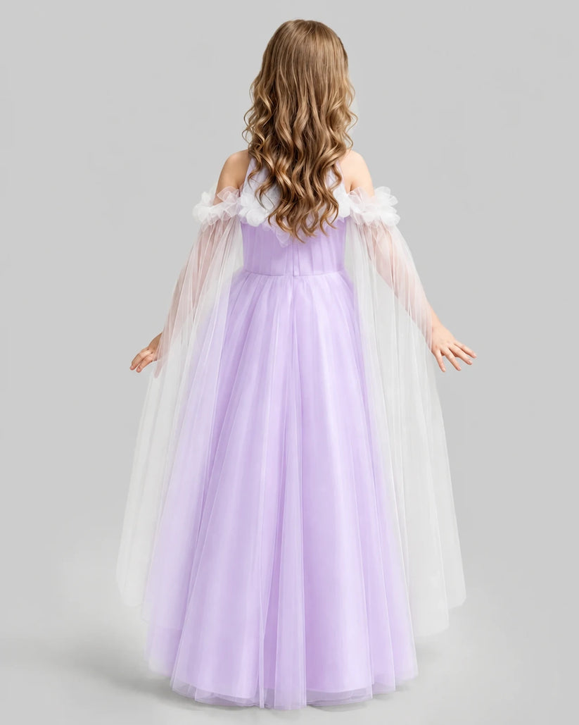Lilac A-line Girls Formal Dresses Back