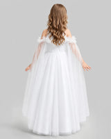 White A-line Girls Formal Dresses Back