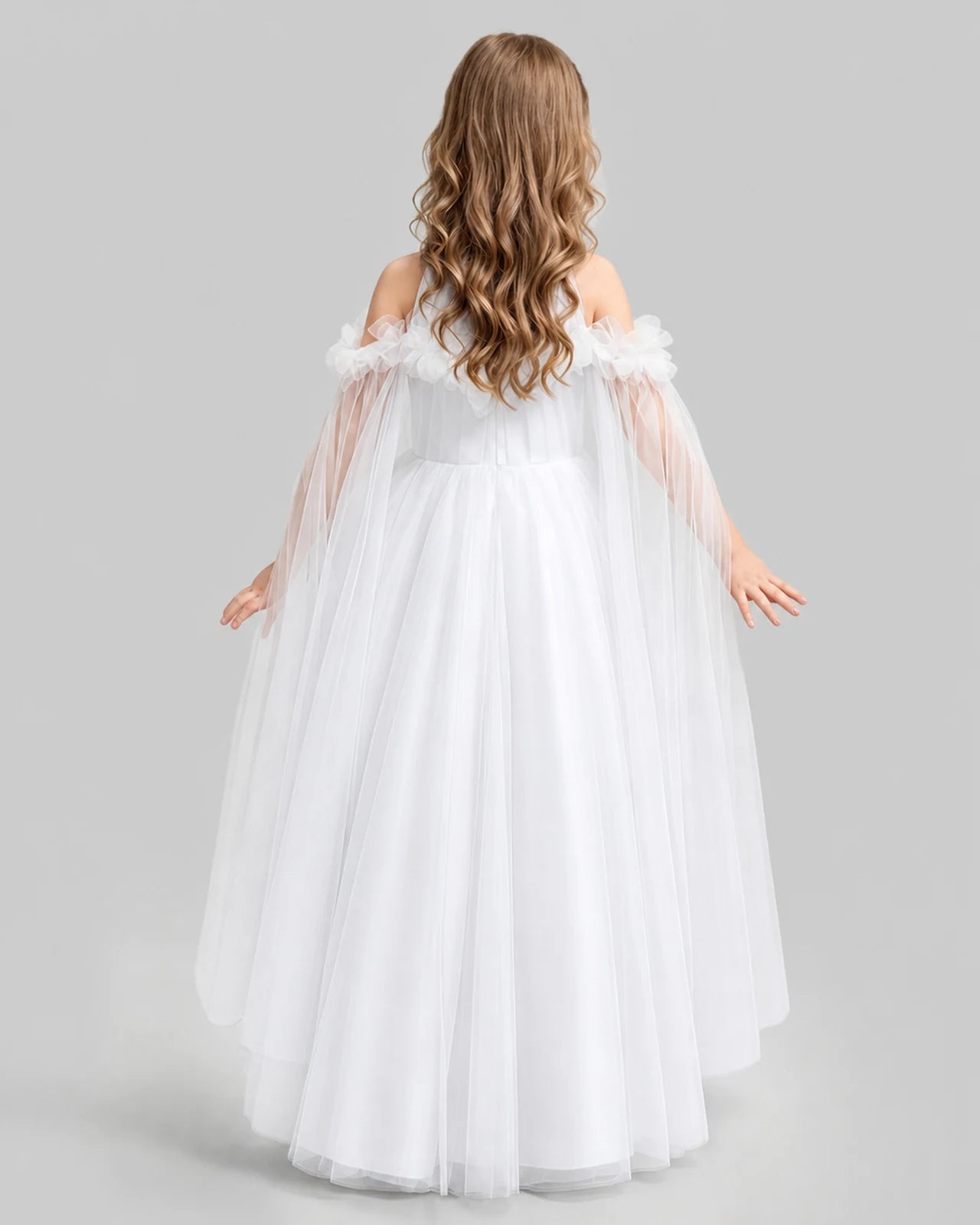 White A-line Girls Formal Dresses Back