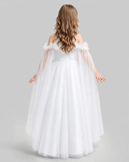 White A-line Girls Formal Dresses Back
