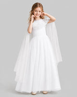 White A-line Girls Formal Dresses Pose