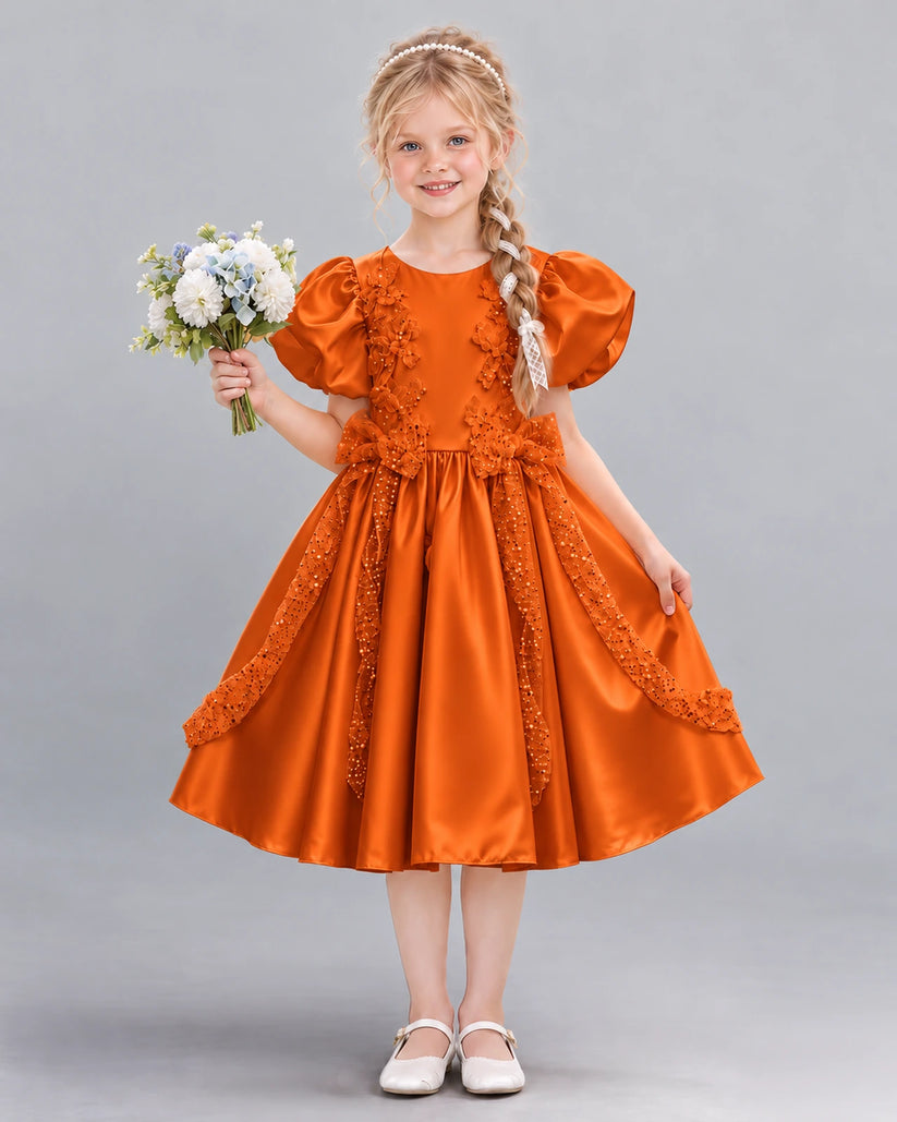 Burnt Orange A-line Girls Formal Dress Front