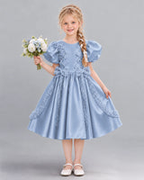 Dusty Blue A-line Girls Formal Dress Front