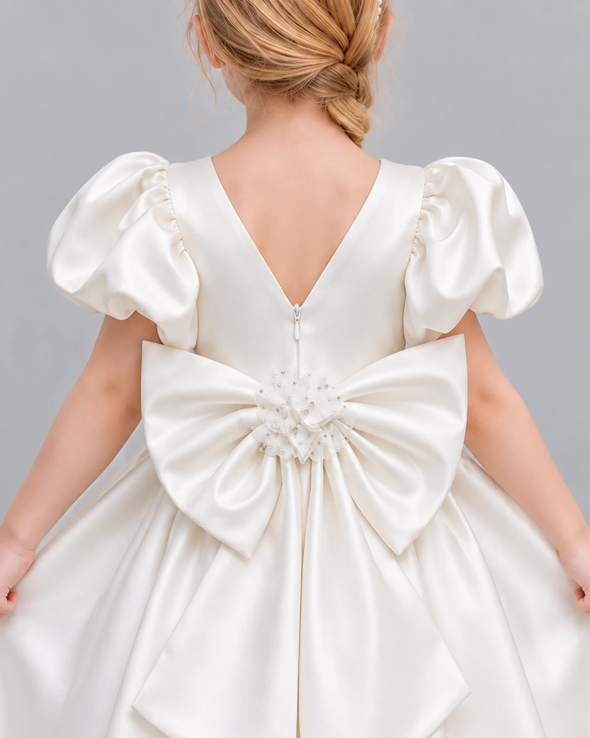 Ivory A-line Girls Formal Dress Back_Detail
