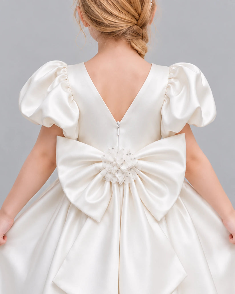 Ivory A-line Girls Formal Dress Back_Detail