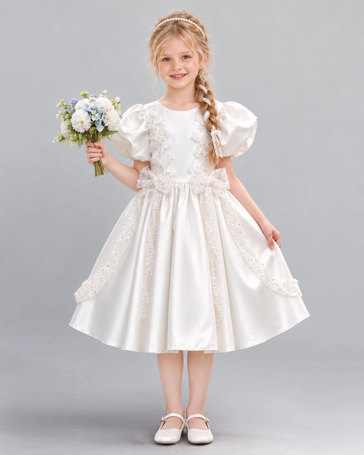 Ivory A-line Girls Formal Dress Front