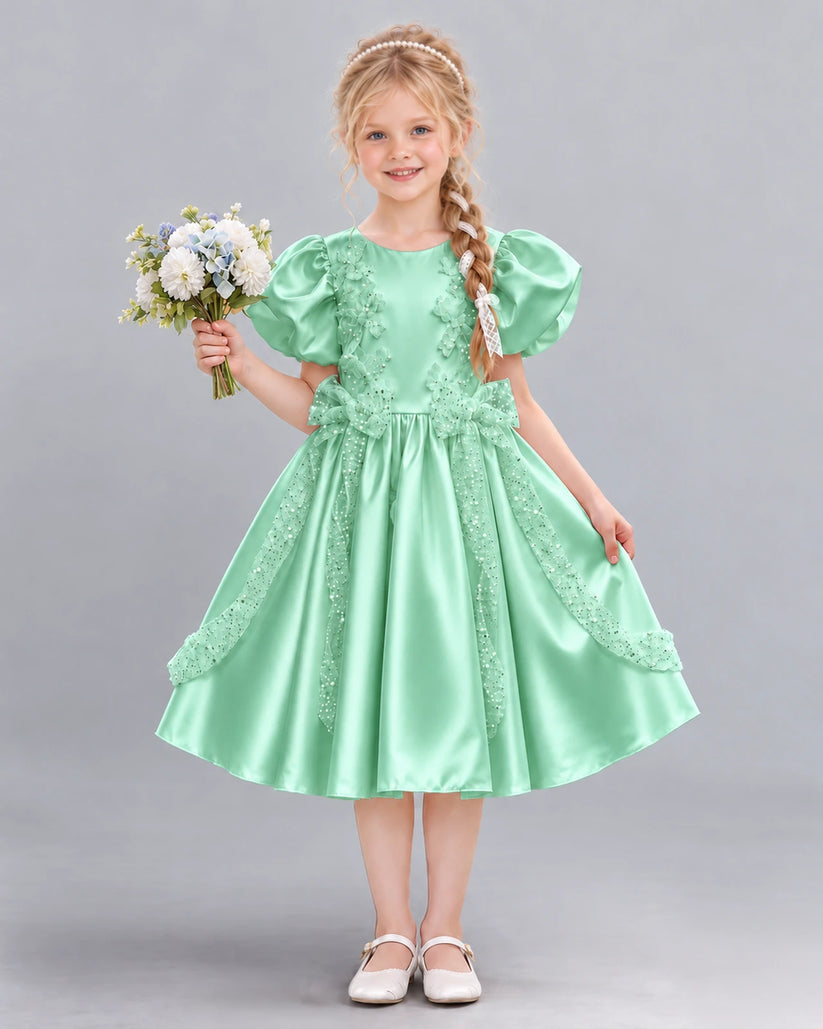 Mint Green A-line Girls Formal Dress Front