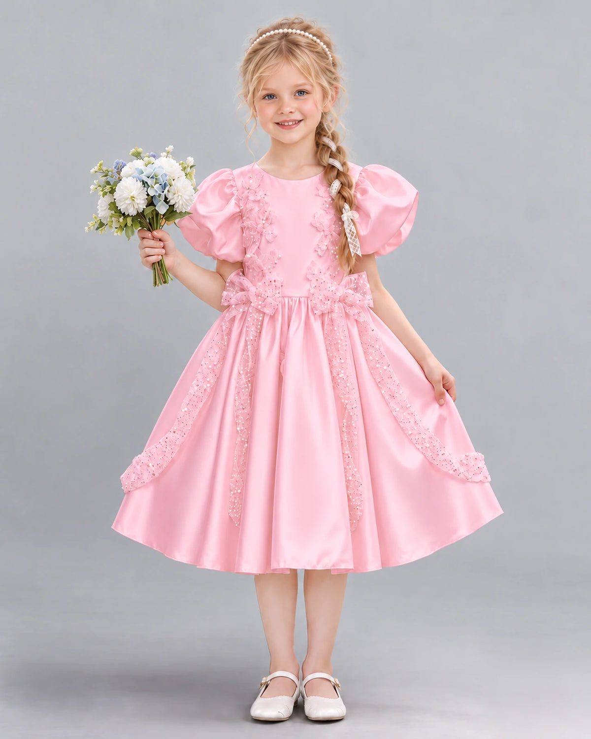 Pink A-line Girls Formal Dress Front