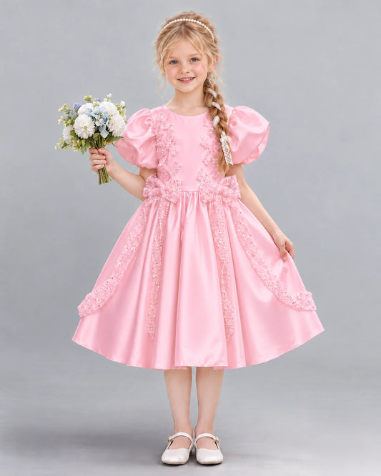 Pink A-line Girls Formal Dress Front
