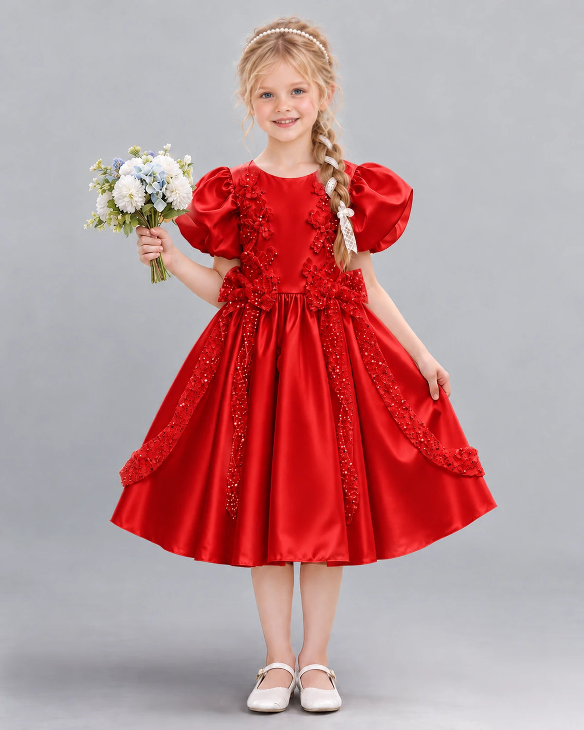 Red A-line Girls Formal Dress Front