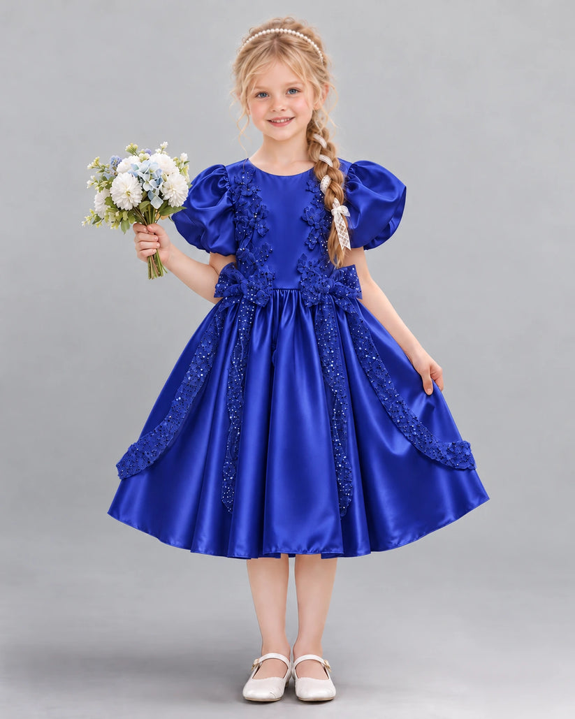 Royal Blue A-line Girls Formal Dress Front