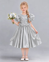 Silver A-line Girls Formal Dress Front