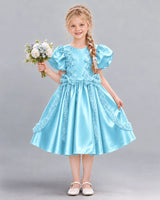 Sky Blue A-line Girls Formal Dress Front