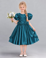Teal A-line Girls Formal Dress Front
