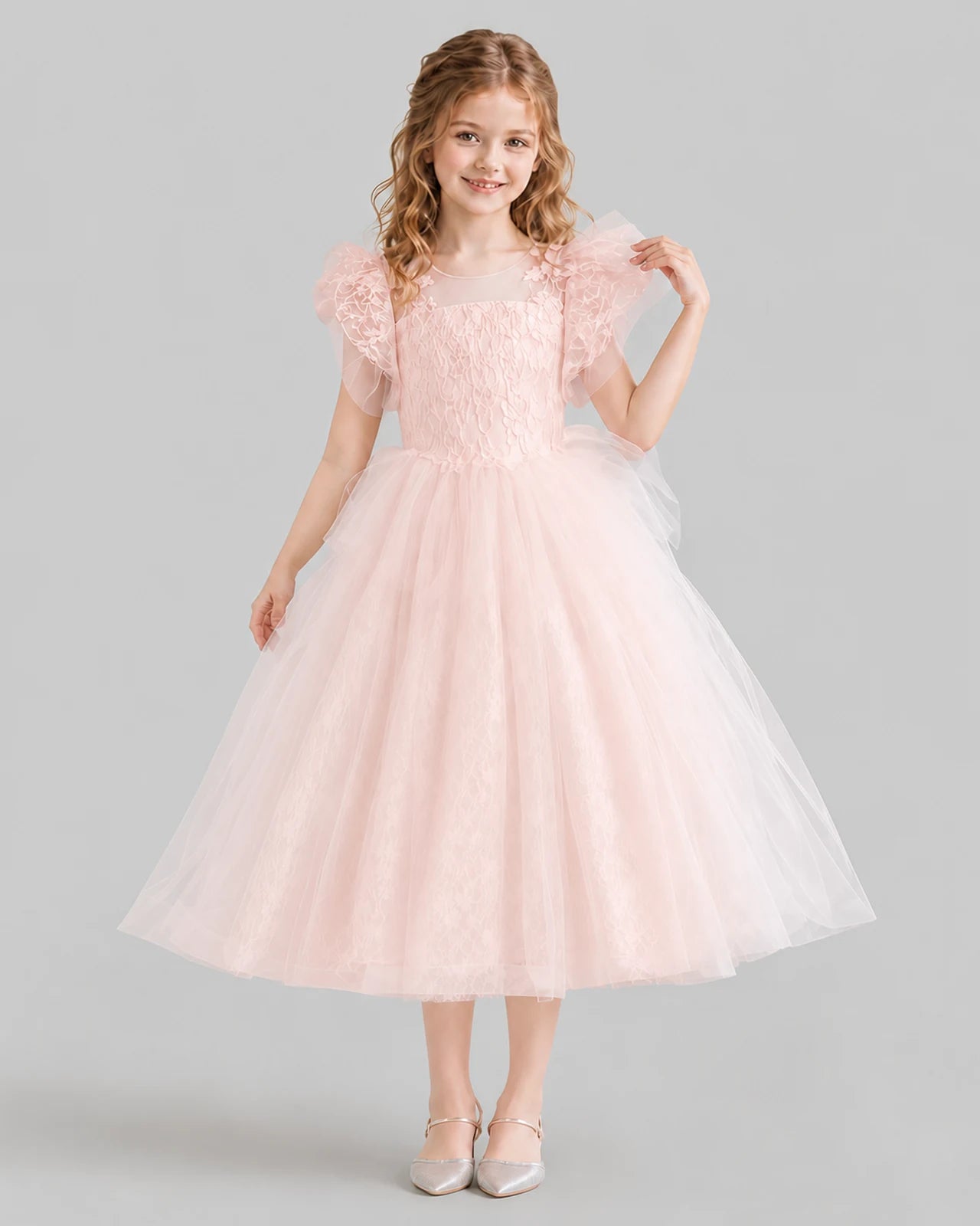 Blush Pink Ball Gown Flower Girl Dresses Front
