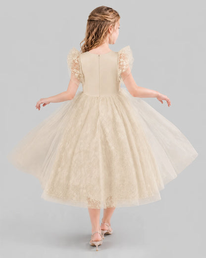 Champagne Ball Gown Flower Girl Dresses Back